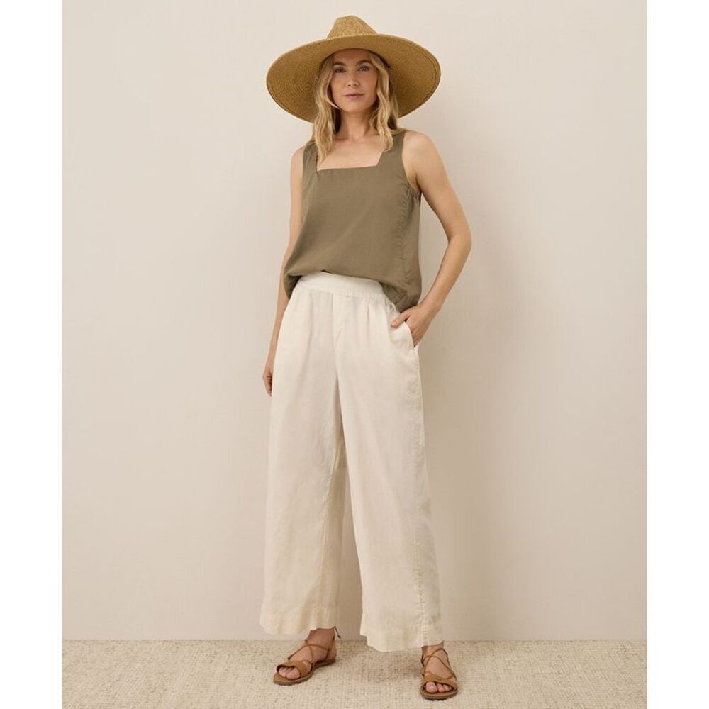 Pact Canopy Linen Blend Pleated Trousers Pants size XL Bone Cream Pull On